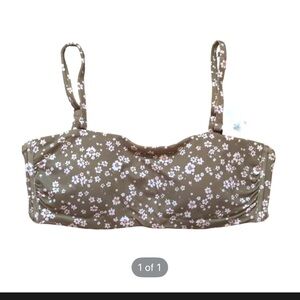 Andie Swim The Bora Bora Top Bikini Top Ditsy Floral Olive Size Large NWT